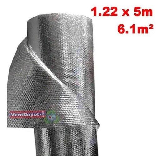 Rollo Aislante de Polietileno, MXBLH-002-4, 1.22x5m, 3mm, -51 a 82C, Metalizado 0.1mm, Micro Celdas 3mm, Metalizado 0.1mm, Burbuja 3/16mm, Metalizado., BubbleTherm