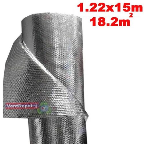 Aislante Térmico de Calor, MXBLH-004-1, 1.22x15m, 3mm, -51 a 82C, Metalizado 0.1mm, Micro Celdas 3mm, Metalizado 0.1mm, Burbuja 3/16mm, Metalizado., BubbleTherm