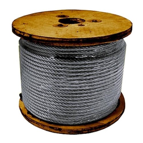 Rollo de Alambre para Gruas, MXSEE-003, Cable Alma de Acero Galv. de 1/8" Diámetro,6x19hilos,TorcidoDerecho,100mxRollo, SteelLifeLine