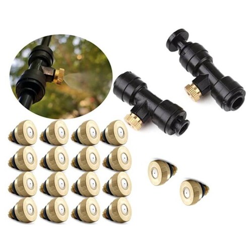Boquillas Sistema de Desinfección MXLFG-021 20 pzs Orificio 0,5mm 2,8LPM 30-300 PSI Interior Acero inoxidable Exterior Laton Niebla Fina UNC10-24 Hilo, NozzFog