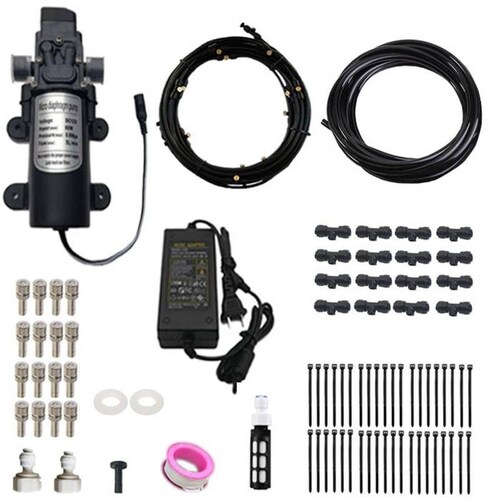 Nebulizador para Arco Santizante MXNEU-001-3 12m 16 boquillas de acero inoxidable 2Lmin 530PSI 60W 120V Regulador 12V Motor DC, MicroMisting