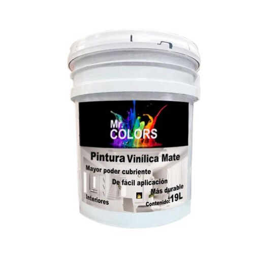 Pintura Vinílica de Calidad, MXNYL-001-16, 19L, Pintura Vinílica Mate, Interiores, Secado 45 min, Color Blanco, , VinylPaint