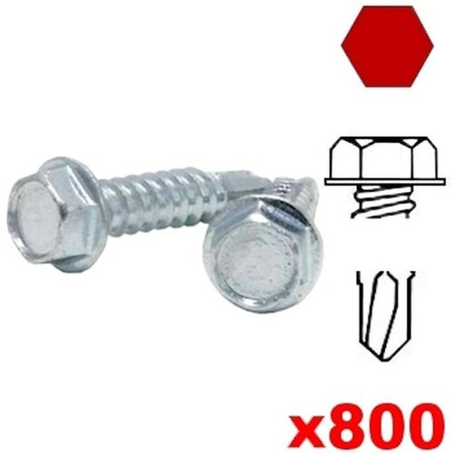 Pijas Punta Broca para Plastico, MXGLH-027, 800Pzas, #10, 4,8mm Diámetro, Long:3/4", Dado 5/16", Cabeza Hexagonal, Entrada Hexagonal, Punta:Broca, Caja, GalvaHex