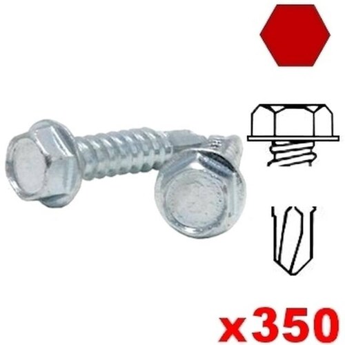 Pija Punta Diamante para Metal, MXGLH-059, 350Pzas,#12, 5,5mm Diámetro, Long:1 1/2", Dado 5/16", Cabeza Hexagonal, Entrada Hexagonal, Punta:Broca, GalvaHex