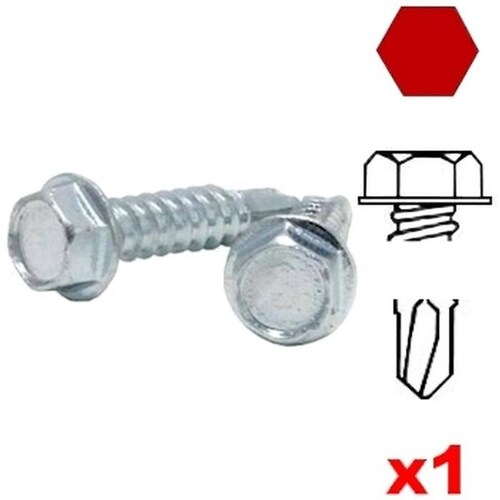  Pijas Punta Broca para Ducto, MXGLH-085, 1Pza, #14, 6.3mm Diámetro, Long:3", Dado 3/8", Cabeza Hexagonal, Entrada Hexagonal, Punta:Broca, GalvaHex