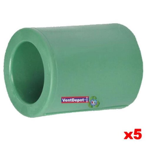 Coples Comerciales Plastico MXCPH-005-2 5 Pzas 34" Diámetro Cople Tipo Ligero PVC Verde, CopleLight
