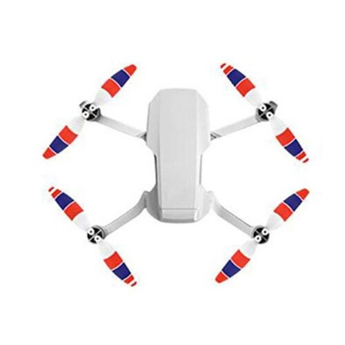 Hélices Accesibles para Dron, MXHEM-001-13, 8 Hélices, Blanco con Rojo y Azul, Mavic Mini, 12 Tornillos, 1 Destornillador, HelixMini