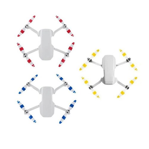 Hélices Fácil de Colocar en Dron, MXHMI-003-2, 8 Hélices, Blanco con Azul, Mavic Mini /2/SE, 12 Tornillos, 1 Destornillador, MiniProp