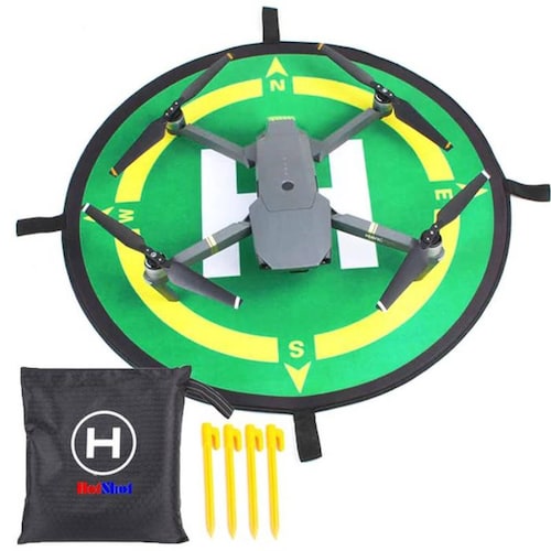 Landing Pad para Dron Plegable, MXLPM-001-1, 50cm, Universal, Verde Brillante, Rayas Reflejantes Nocturnas, Caucho con Nylon, TouchDown Pad