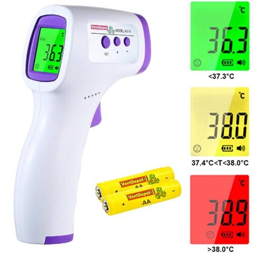  Termometro Digital Infrarrojo, MXTFN-001-27, Pantalla LCD, Precision+-0.2C, Temp. -32 a 42.5C, Respuesta 1.5 seg, Batería 2x AAA Incluidas, Blanco, ThermoFront
