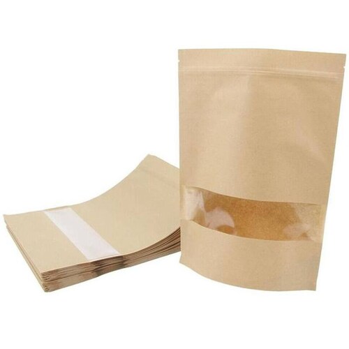 Stand Up Bolsas Papel Kraft Ventana MXSBG-009-1 16x26 cm 50Pzs 450gr Ventana Cuadrada Café Kraft Stand up Pouch, SquatBag