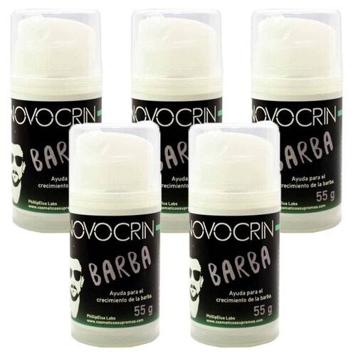 Crecimiento Barba Premium Locion MXBRG-004-6 5 Pzs 55gr Bálsamo en Crema 100porciento natural Uso diario, BeardGrow