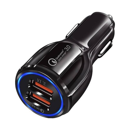 Cargador de Carro al Mejor Precio MXDUL-002-3 2 Puertos USB 12-24V Entrada 12V 2A Salida 12V 1,7A Max, 5 V 3,1A Negro, DualCharge