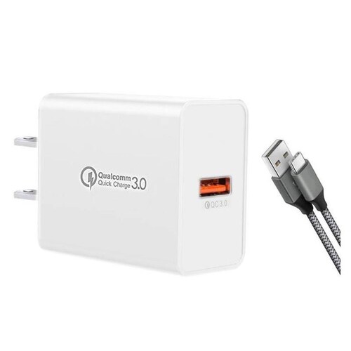 Adaptador para Cargar Rápido MXQGE-002-4 1 Puerto USB 100-240V 50-60Hz Max, 5V 3A Blanco, QuickCharge