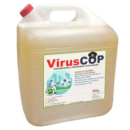  Sanitizante para Centro Comercial, MXVCO-004-4, 10L, Rendimiento 200L, pH 3.0 a 4.0, Biodegradable, Hasta 24 Horas., VirusCOP
