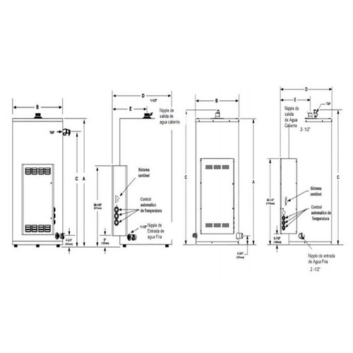 Calentador Electrico MXRNN-005 189L 5 Serv, 240V1F60Hz 113A 27kW Rhinno