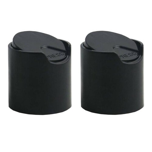 Tapas de Plástico Color Negro, MXBKL-002, 2 pzas, Rosca 24/410, Disc Top, Negro, Plástico, DiscBlack-24-410