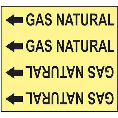  Etiqueta Adhesiva para Tubo de Agua, MXEAT-001-2, 10x16 cm, De Identificación, Gas Natural, Normal, Etiquetas Adhesivas para Tuberías de 2"