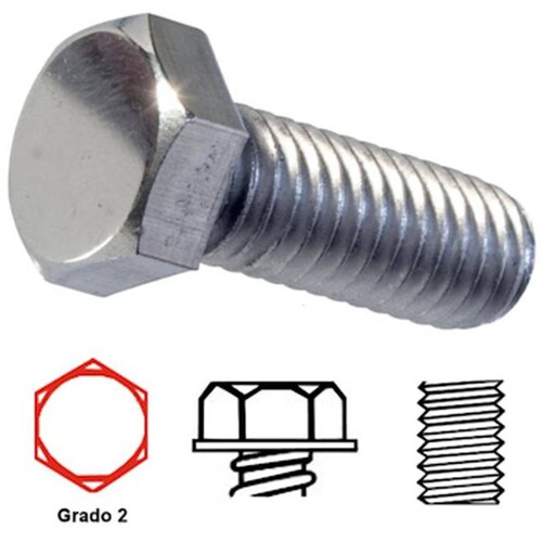 Tornillo de Cabeza en Hexágono, MXCKT-110, 3/8" Diámetro,9.5mm Diámetro,Long:2 1/2",63.5mm,Galvanizado,Grado 2,Hexagonal,Tropicalizado,1Pza., MackTor