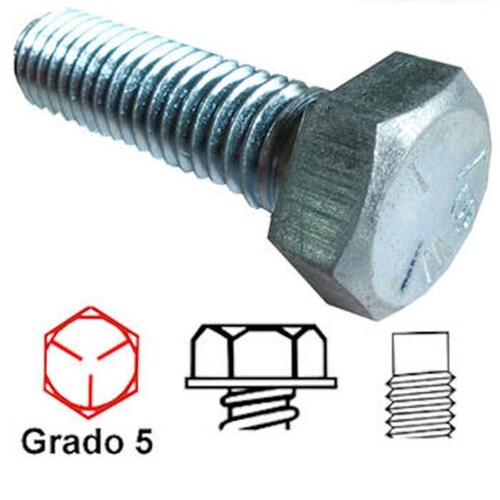 Tornillo de Alta Eficiencia, MXFVD-255, 5/8" Diámetro,15.8mm Diámetro,Long:2",50.4mm,Grado 5,Hexagonal,Galvanizado,100Pzs., FiveGrad