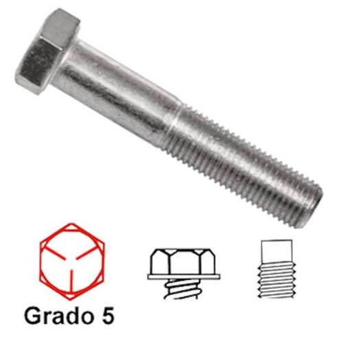 Tornillo de Grado 5 Galvanizado, MXIMR-361, 7/8" Diámetro, 22.2mm Diámetro, Long:2 3/4", 63.5mm, Grado 5, Hexagonal, Galvanizado, 90Pzs., InmerTor