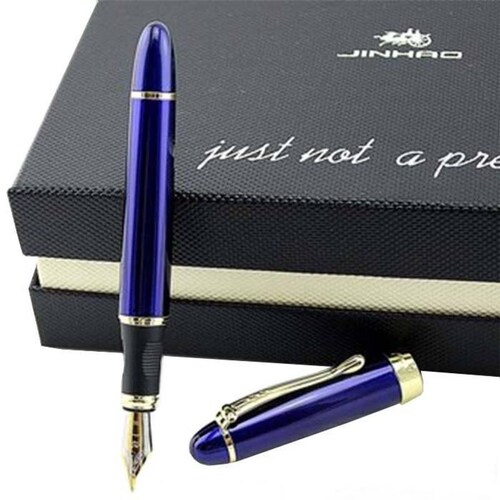  Pluma Tipo Fuente Punto Fino, MXBEC-003-1, 1pza, 0.05mm, Azul/Dorado, 1 Tinta Morada, Acero Inoxidable, Para Cartucho SmallCartri., BlueSpace