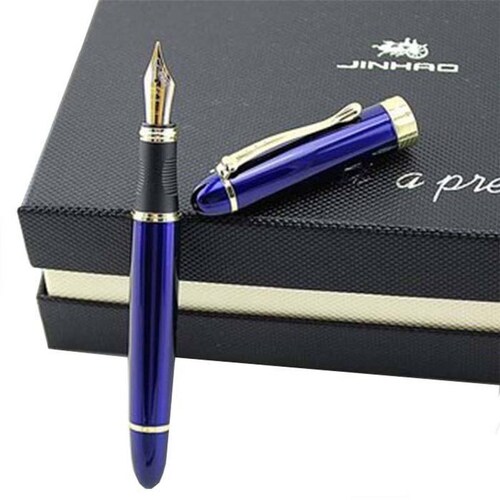  Pluma Tipo Fuente Punto Fino, MXBEC-003-1, 1pza, 0.05mm, Azul/Dorado, 1 Tinta Morada, Acero Inoxidable, Para Cartucho SmallCartri., BlueSpace
