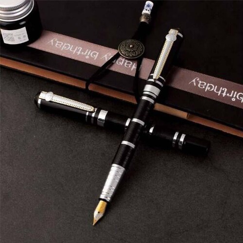  Plumas Fuente Estilográfica, MXBKT-005-1, 1pza, 0.05mm, Negro/Blanco, 1 Tinta Azul Marino, Acero Inoxidable, Para Cartucho SmallCartri., BlackTron