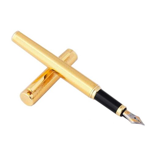 Pluma Tipo Fuente Puntilla Fina MXGPC-004-2 2pzas 0,5mm Punta Dorado 2 Tintas Moradas Acero Inoxidable Para Cartucho SmallCartri 3,4mm, SpaceGold