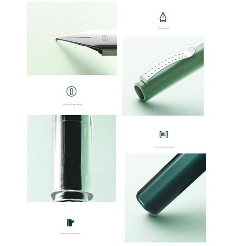 Pluma Fuente de Diseño MXLUX-003 1pza 0,38mm 4mm Verde 1 Tinta Morada Plástico Para Cartucho LargeCartri, LuxGreen