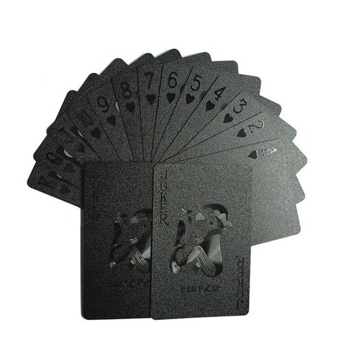 Naipes Baraja PVC MXPCA-006-2 Barajas 10 Cartas 540 Plástico Negro Brillante, PokaBlack