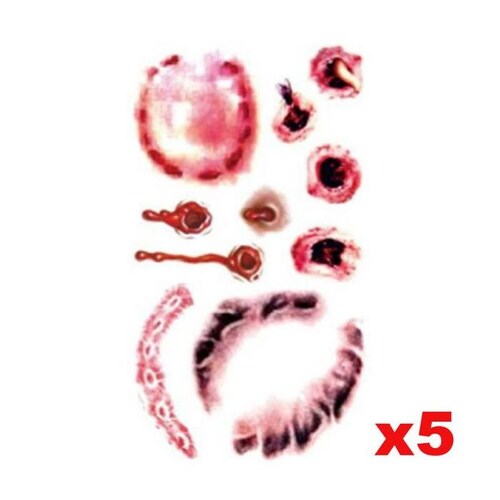 Tatuajes Falsos para Halloween MXTHL-025 5Pzs 10x6cm Mordida Tatuaje Temporal, TattooHal