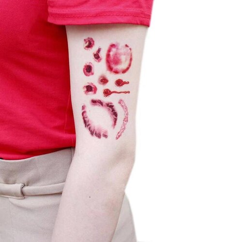 Tatuajes Falsos para Halloween MXTHL-025 5Pzs 10x6cm Mordida Tatuaje Temporal, TattooHal