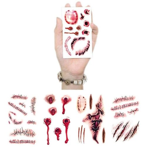 Tatuajes Falsos para Halloween MXTHL-025 5Pzs 10x6cm Mordida Tatuaje Temporal, TattooHal