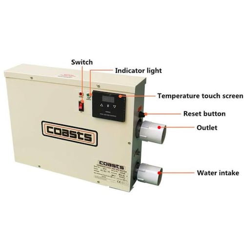 Termostato Calefactor Automático, MXPCT-002-4, 7.5kw, 5.5m3, 5500L, 1209gal, 240V, 1F, 60Hz, 25A, Máx.50C, PoolCoast
