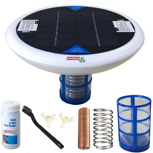 Ionizador Solar para Piscina MXSWM-001-13 22000gal 83000L 83 m³ Solar Iones Positivos 80porciento Ahorro de Cloro Elimina Bacterias y Algas Usa CopperElect MXUBE-003, SwiMore