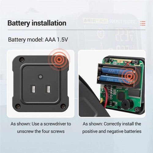 Detector de Polaridad, MXPUT-001-22, 1pz Probador Enchufe, Pantalla LCD, 250V, 5mA, 1kHz, Baterías 2xAAA, PlugTest