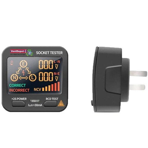  Detector de Polaridad, MXPUT-001-22, 1pz Probador Enchufe, Pantalla LCD, 250V, 5mA, 1kHz, Baterías 2xAAA, PlugTest