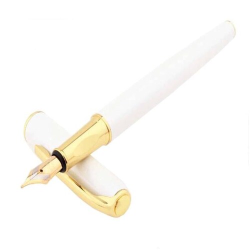 Plumas fuente para Escritura MXIWE-003-1 1pza 0,5mm punta Blanco 1 Tinta Morada Acero Inoxidable Para Cartucho SmallCartri 3,4mm, IceWhite