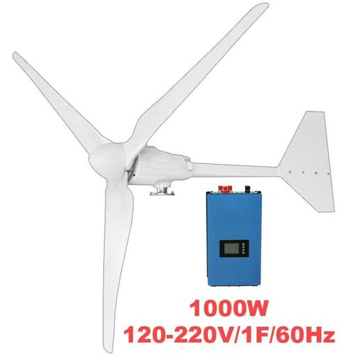  Generador Eólica Industrias, MXHPK-001-9, Generador 1000W, 48V, Vientos de 2.5 a 45 m/s, 3 Aspas, -40C a 80C , Inversor 1000W, 120-220V, 1F, 60Hz, On Grid. , DrivingKit
