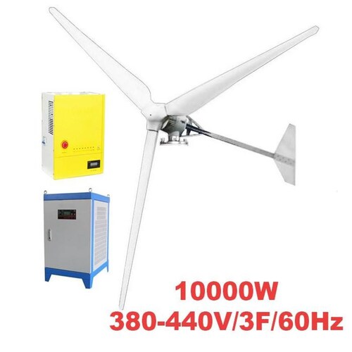  Kit Eólica Económico, MXSIK-001-14, Generador 10000W, 380V, Vientos de 3 a 45 m/s, 3 Aspas, -40C a 80C, Controlador 10Kw, 380V, Inveror 10Kw, 380-440V, 3F, 60Hz, On Grid.  , TurnKit