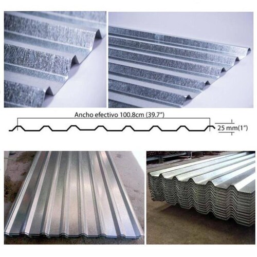 Perfil R-101 Galvanizado, MXCUG-061, 1x3.66m, Calibre 26, Perfil R-101, Material Galvanizado, Color Gris Metálico, Peralte 3.81 cm, 1Pza, R-101 Galvanizado