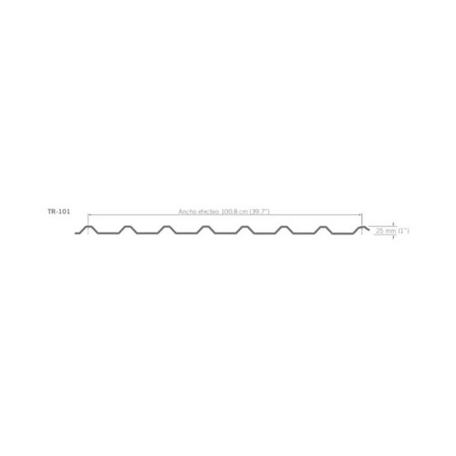 Pintro Laminas Baratas de Techo, MXCUP-035, 1.01x7.32m, Calibre 22, Perfil R-101, Material Pintro, 2.5 cm Peralte, 1Pza, R-101 Pintro