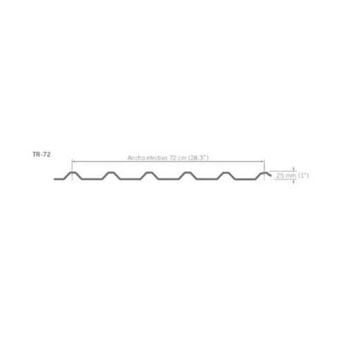 Pintro Lamina Para Techos Bodegón, MXRPT-072, 0.72x7.32m, Calibre 26,Perfil R-72, Material: Acero con Acabado Pintro, Peralte 2.5cm, 5Pzas, R-72 Pintro