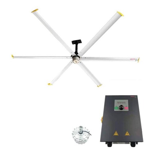 Ventiladores para Gimnasios, MXALB-003-6, Diámetro 4.2m ó 14Pies, 5213 m³/min, 65 RPM, Plata, 530W, 220V, 40dB., AerialBreeze