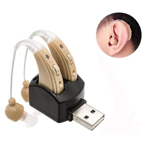 Audífonos Auditivos Doble BET, MXHDO-001-15, 1 Par, Beige, 200-3500hz, ± 4dB 130, Carga USB, 1,2V, Plástico ABS,, HeadDigital Pro