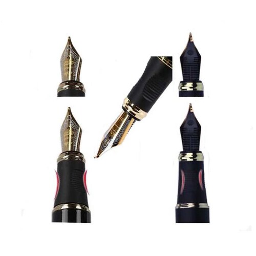 Pluma Tipo Fuente Barata, MXRRW-014-2, 2pzas, 0,5mm Punta, Negro/Dorado, 2 Tintas Naranjas, Acero Inoxidable, Para Cartucho SmallCartri 3,4mm,, ArrowBlack