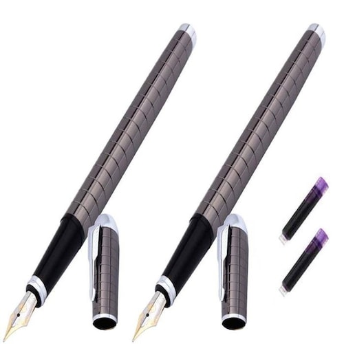 Plumas Fuente para Dibujo MXBYF-003-2 1pza 0,5mm Punta Gris 1 Tinta Morada Acero Inoxidable Para Cartucho SmallCartri 3,4mm, SolidSilver