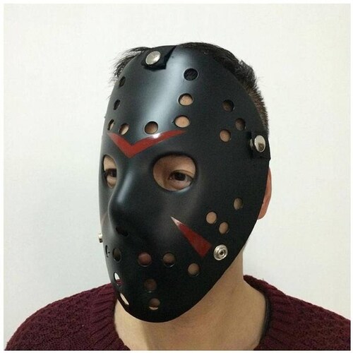 Disfraz de Terror Complemento MXJBK-004-4 4 pzas, 25x18 cm Plástico PVC Negro Máscara Jason Voorhees, JasonBlack