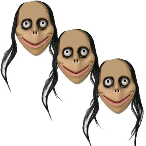 Momo Máscara Realista de Terror MXMOK-003-6 3 Pzas, 24x17x3 Plástico PVC Máscara de Momo, MoMask